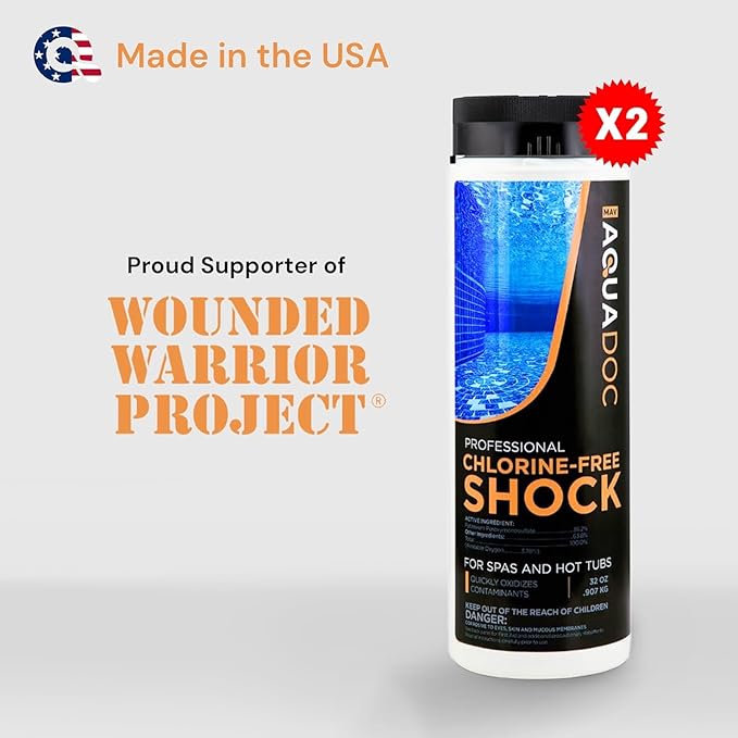 AquaDoc Non Chlorine Hot Tub Shock - 32oz (2 Pack) - Enhanced Spa Shock to Assist Bromine and Chlorine - Spa Oxidizer Made in USA