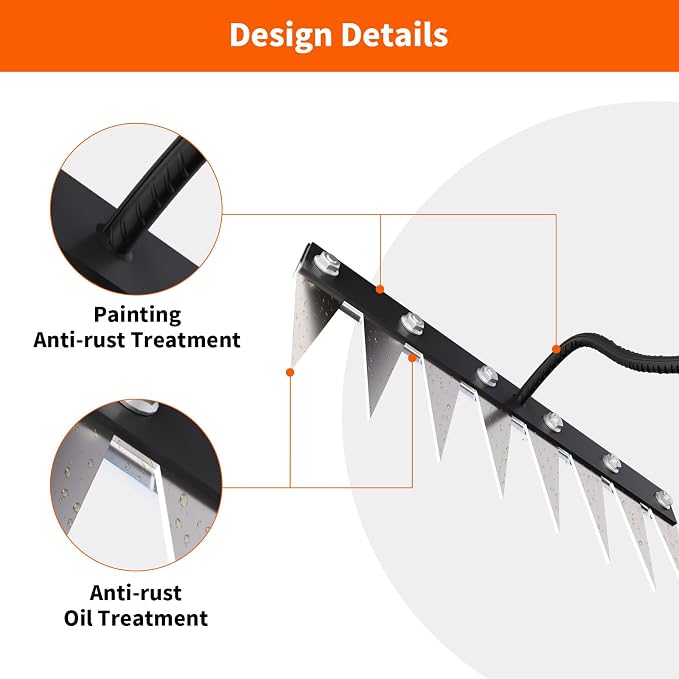 Iron Weeding Rake with Long Handle (Pre-Assembled), 8 Teeth Iron Rakes for Gardening and Weeding, Heavy-Duty Carbon Steel Weed Rake or Weed Puller Tool for Lawn, Patio and Garden, Gloves Included