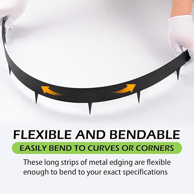 Garden 5PCS Steel Landscape Lawn Edging - 5PCS Steel Landscape Edging 39 x 6Inch (3 Inch Metal Strips + 3inch Nail) Black Garden Edging Border Length Flexible Landscape Edging Anchoring Stakes-Black