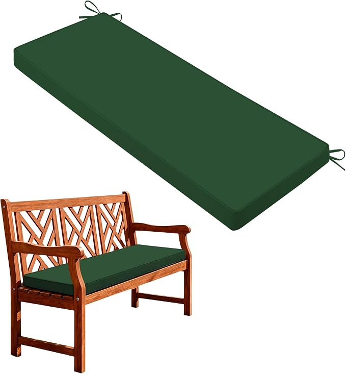 Outdoor Bench Cushions for Outdoor Furniture, 59x18 Inch, Waterproof Patio Furniture Cushion, Fade Resistant Bench Cushions for Porch Swing, Long Bench, Indoor, Dark Green