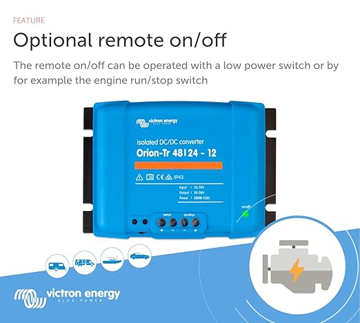 Victron Energy Orion-Tr DC to DC Converter - 48/24-Volt 12 amp 280-Watt - IP43 Protected - for Dual Battery Systems - Isolated