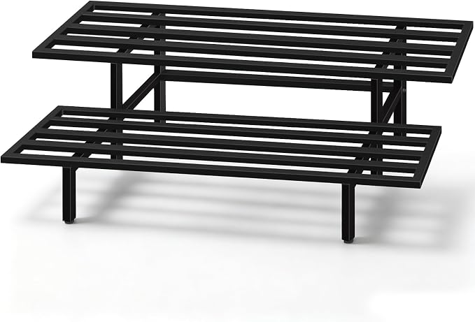 Heavy Duty Plant Stand Outdoor Indoor, Large Metal Plant Stand 48" L x 10" W x 12" H Outdoor Plant Stands 2-Tier Flower Pot Stand 500 LBS Capacity for Patio Garden