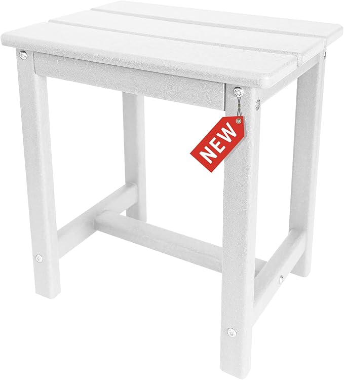 GARDENSTAR Adirondack Square Side Table,one-Tier Outdoor end Table, Patio Side Table for Pool,Porch,Backyard,Relaxing Companion (White)