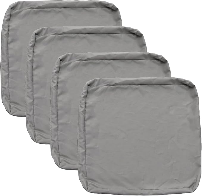 FLYMEI Patio Cushion Covers 25x25x5 Waterproof Outdoor Cushion Cover Replacement 4Packs Outdoor Seat Cushion Slipcover for Rattan Chair Sofa, Grey