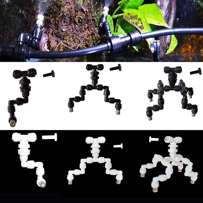 Adjustable Reptiles Fogger Mist Sprinkler For Rainforest Tank Aquarium Aquatic Pet With Slip Lock Nozzles(Type-C)