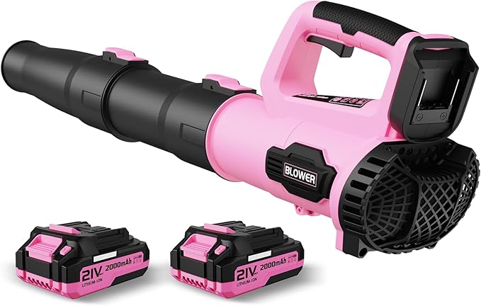 LEAPUL Leaf Blower Cordless, 21V Electric Leaf Blower with 2×2.0Ah Batteries & 1 Fast Charger, Lightweight Battery Powered Blower for Lawn Care, Patio Cleaning