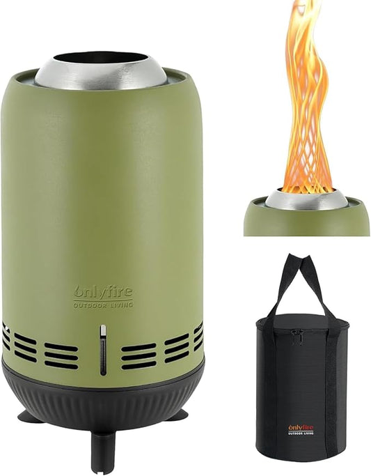 12" Tabletop Fireplace with Carrying Bag, Portable Fire Pit for Camping RV Tailgating Patio Backyard Bonfire, Smokeless Camp Stove, Stainless Steel, #FP054 Green