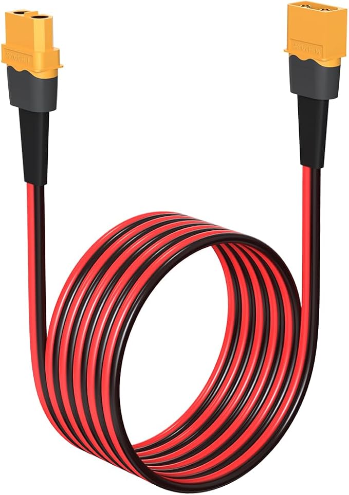 ELFCULB 10AWG 20FT XT60 Extension Cable 2 6 10 20 35 50 75 100FT XT60 Female to Male Connector for RC Battery Portable Power Station Solar Panel(20FT)