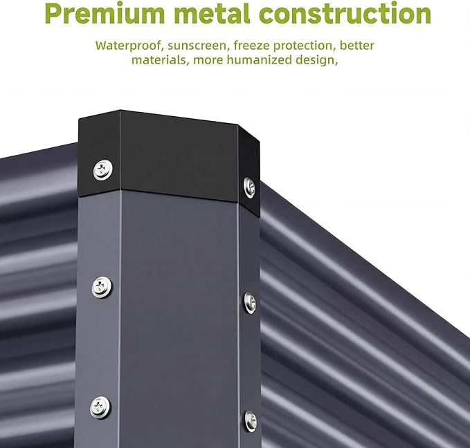 2PCS 6x2x1 FT Rectangle Metal Raised Garden Bed Kit, Elevated Garden Planter Box Outdoor, Large Planters for Outdoor Plants, Flower, Vegetables, Fruit, Herbs (Dark Gray)