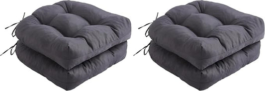 IPYNBAP Outdoor Chair Cushions Set of 2, Patio Chair Cushions with Ties, 17x17+4” Tufted Outdoor Seat Cushions, Waterproof Patio Furniture Cushions, Outdoor Dining Chair Pads, Dark Grey (Pack of 2)