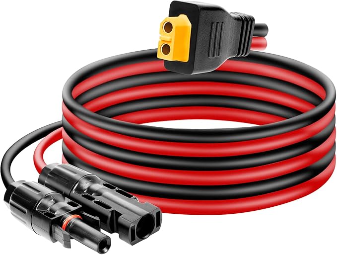 Ansoufien Solar Panel Connector to XT60 Connector Cable 3FT, 10AWG Solar to XT60 Charge Extension Cable XT60 (Plug Female) Cable for RV Folding Solar Panel, Portable Power Station, Solar Generator