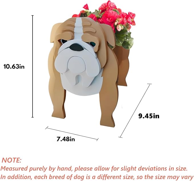 English Bulldog Dog Planter Plant Pots,Cute Dog Flower Planter,Gifts for Pet Lovers,Unique Animal Plant Pots,Office,Indoor Outdoor Garden Decor（9.45 * 7.48 * 10.63in）