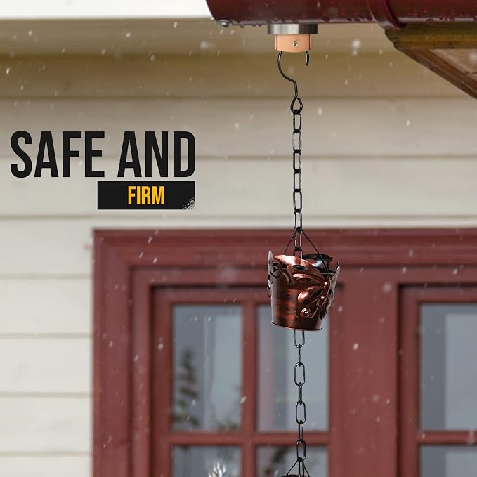 8.5FT Rain Chains for Drain Gutter Through Downspouts and Rain Barrel with Rain Chain Gutter Adapter - Outdoor Rust-Resistant Plated Iron and Thick Chain Garden Décor (Bronze-Butterfly)