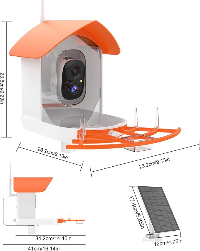 Bird Feeder with Camera,Smart Bird Feeder Camera with Solar Powered,AI Identify Species,Birds Watching,Auto Record FHD 2K Feathered Visitor Video in Backyard,Ideal Gifts for Birds Lovers
