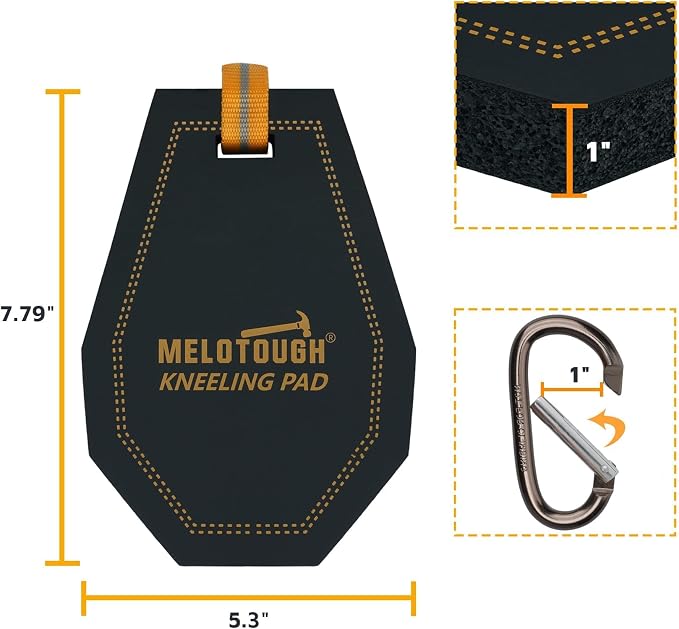 MELOTOUGH Bucket Caddy Organizer Bucket Tool Organizer for Garden Tools, Mini Kneeling Pad with Carabiner Clip, Portable 1 Inch Thick NBR Foam Kneeling Pads for Work Construction, Mechanics, Plumbers