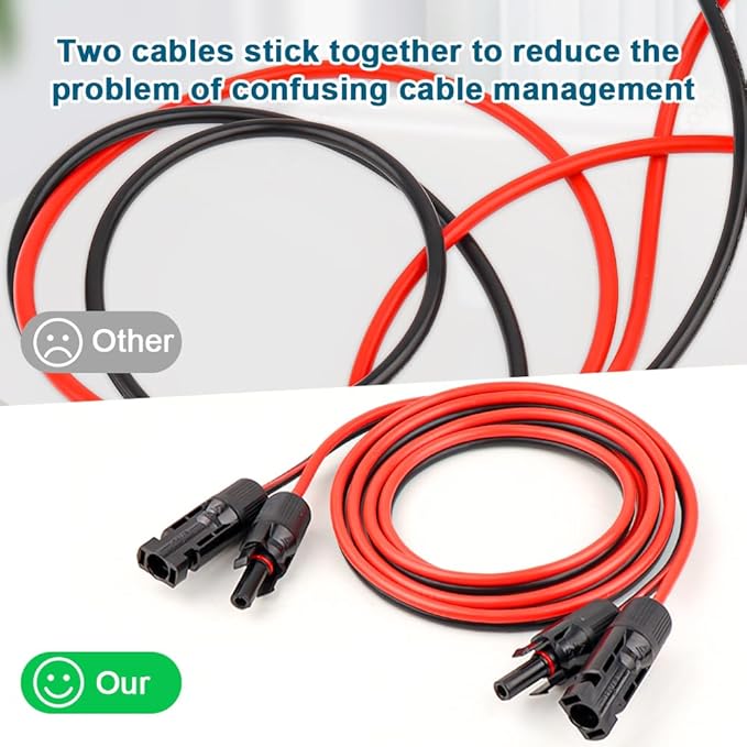 10 AWG Solar Extension Cable 5FT, Flexible Solar Panel Wire with Male to Female Connector Parallel Tinned Copper Wire for Solar Panel, Automotive, RV, Boat, Outdoors