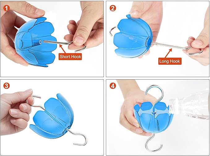 6-Pack Ant Moat for Hummingbird Feeders, Large Capacity Petal-Shaped Ant Guard, Outdoor Ant-Proof Hanging Feeder Accessories, Twist & Clean with Level Window (6 Set)