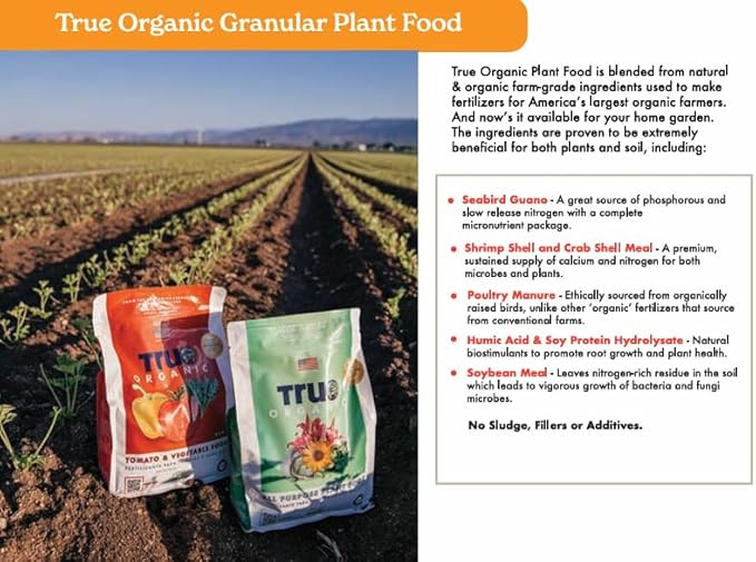 True Organic All Purpose Plant Food Granular Fertilizer 12 lbs - CDFA, OMRI Listed for Organic Gardening NPK 5-4-5 (Pack of 2)