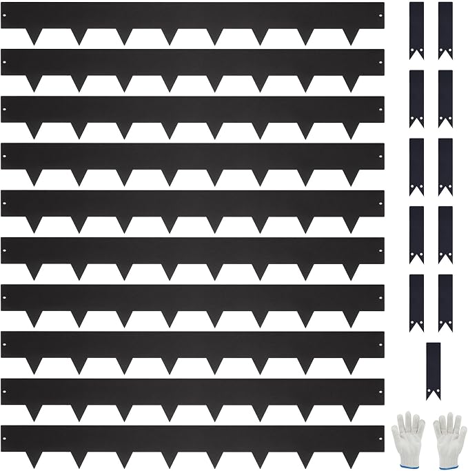 10-Pack Galvanized Steel Landscape Lawn Edging - 6.5 inch Height Black Powder Coated Bendable Metal Strips - Hammer-in Edge Border - Yard Pathway Divider 40 inch Each(33Ft Total), #LYLB65BK-US
