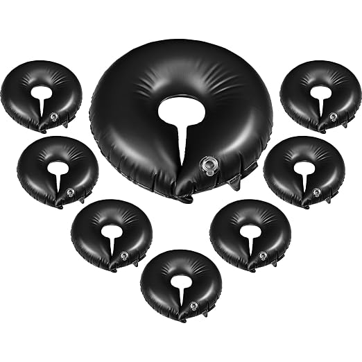 TaoBary 8 Pcs 10 Gallon Tree Watering Ring Bag Slow Release Watering Bag Deep Root Automatic Drip System PVC Drip Irrigation Pouch Donuts for Newly Planted Multi Trunk Trees Shrubs (Black)