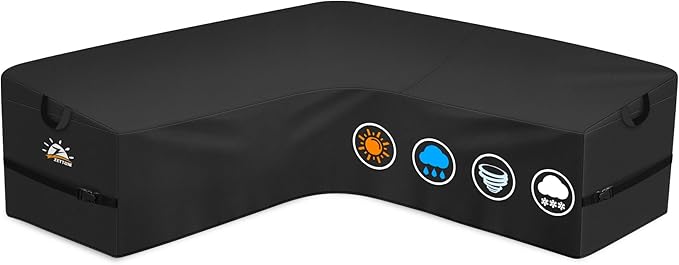 Zettum Outdoor V-Shaped Sectional Cover - 600D Heavy Duty Patio Sectional Sofa Cover, Waterproof Patio Furniture Covers for Outdoor Sectional Sofa and Couch, 85x85 Inch Wide