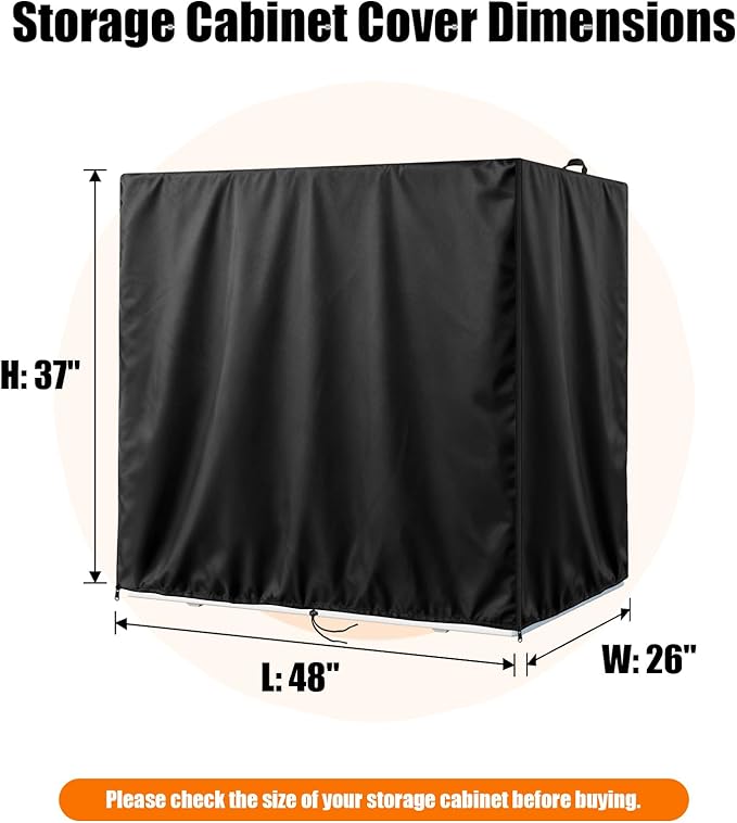Kasla Storage Cabinet Cover, Outdoor Chest Storage Waterproof Cover, Weatherproof Cabinets Covers for Kitchen Patio Garden Backyard - 48"Lx26"Wx37"H