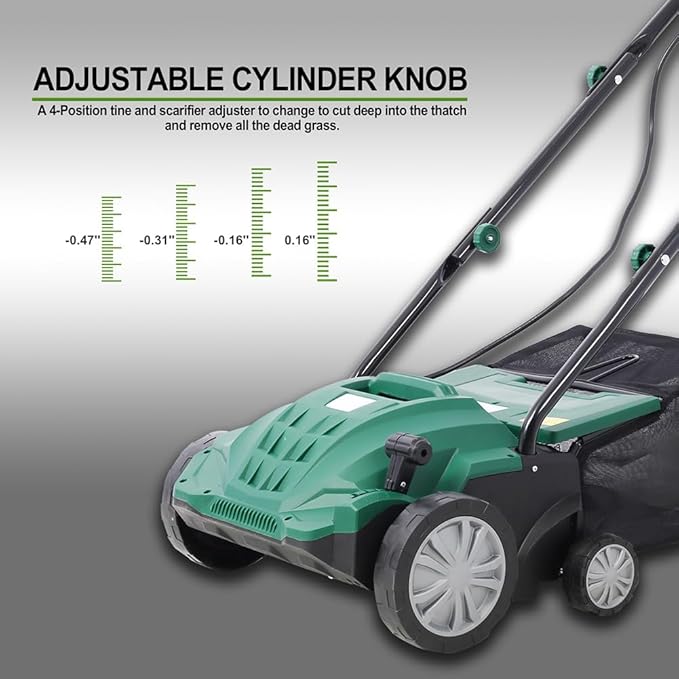 2 in 1 Electric Lawn Dethatcher Scarifier 13-Inch 12 Amp Garden Scarifier with 31.7QT Removable Collection Bag for Lawn Main