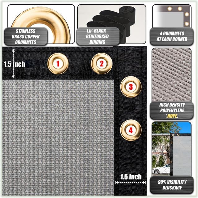 ColourTree Customized Size Fence Screen Privacy Screen Green Commercial Grade 170 GSM - Heavy Duty - Cable Zip Ties Included