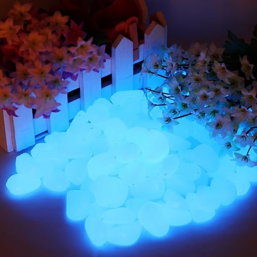 2.4Lbs 550Pcs Glow in the Dark Stones Garden Pebbles Rocks Indoor Outdoor Decor Luminous Stone for Walkways Driveway Yard Grass Fish Tank Halloween Decoration Large Bag