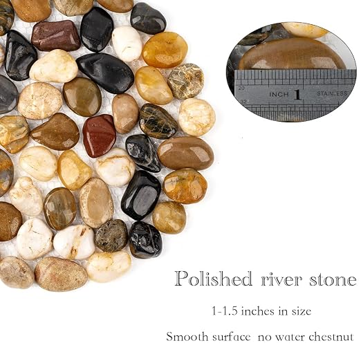 Stepping Stones Outdoor, Natural River Rock Garden Pavers, Set of 6 Round Pebble Stones for Walkway, Yard, Lawn, Patio, Pathway & Landscaping Decor (Roundness)