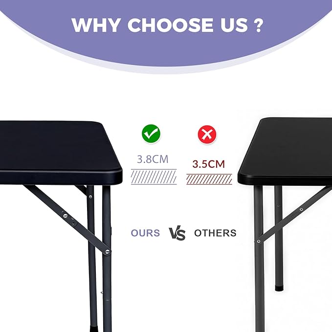 Lakhow 34" Square Folding Table, Plastic Commercial Folding Card Table with Collapsible Legs for Kitchen or Outdoor Party Wedding Event Indoor Outdoor Use, Black