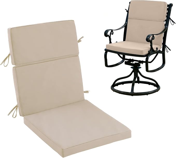 High Back Patio Chair Cushions, 21x20 Waterproof & Fade-Resistant Outdoor Dining Chair Cushions, Indoor/Outdoor High Back Cushion, Seat Pad for Glider and Lawn Chair, Beige