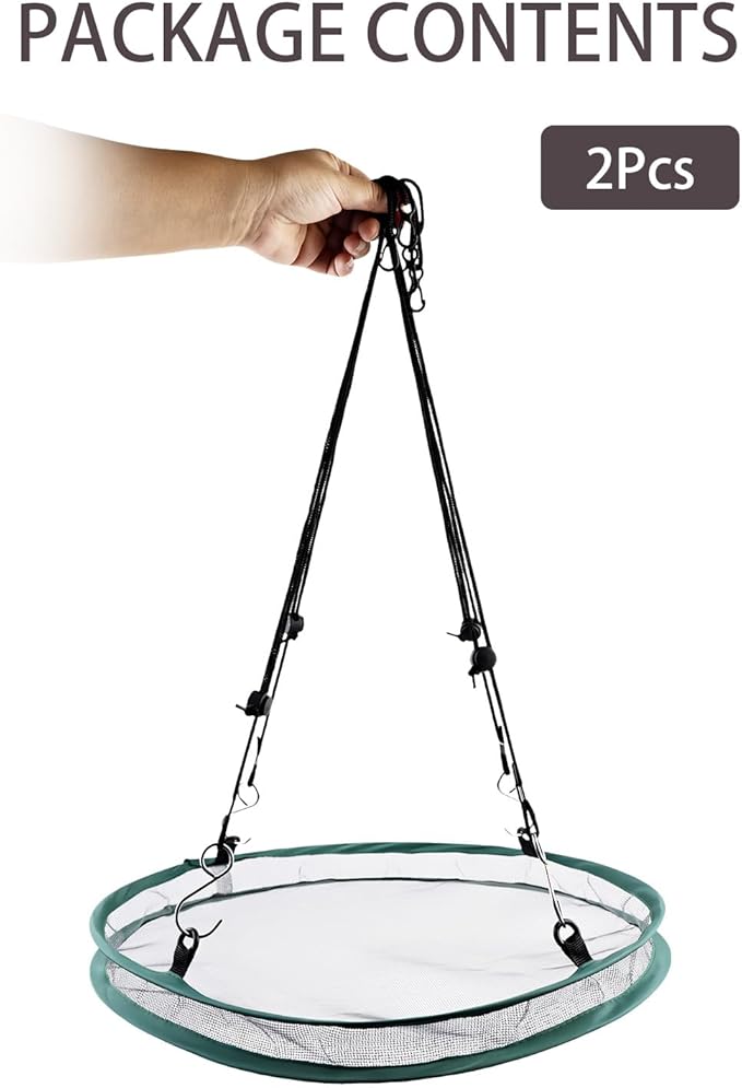 2 Pack Hanging Bird Feeder Tray – Platform Bird Feeder with Glass Fiber Mesh for Outdoors, Bird Feeders for Outdoors Hanging, Easy to Hang & Clean for Garden Yard