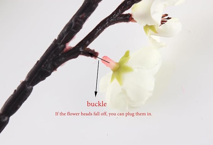 5 Pcs Artificial Plum Blossom Fake Wintersweet Long Stem Plastic Flowers Home Hotel Office Wedding Party Garden Decor 27.5'' High White