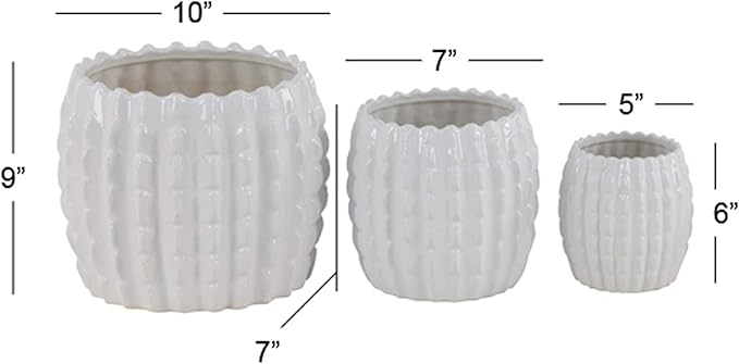 Deco 79 Ceramic Indoor Outdoor Planter Small Planter Pot, Set of 4 Planters 9", 7", 6", 4"H, White