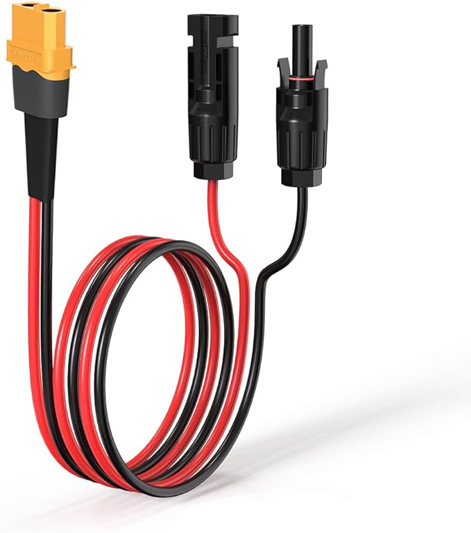 ELFCULB 12AWG 2FT XT60 Solar Cable 2 10 25 35 50 75 100FT XT60 Extension Cable Solar Panel Connector to XT60 Connector for Portable Power Station (2FT)