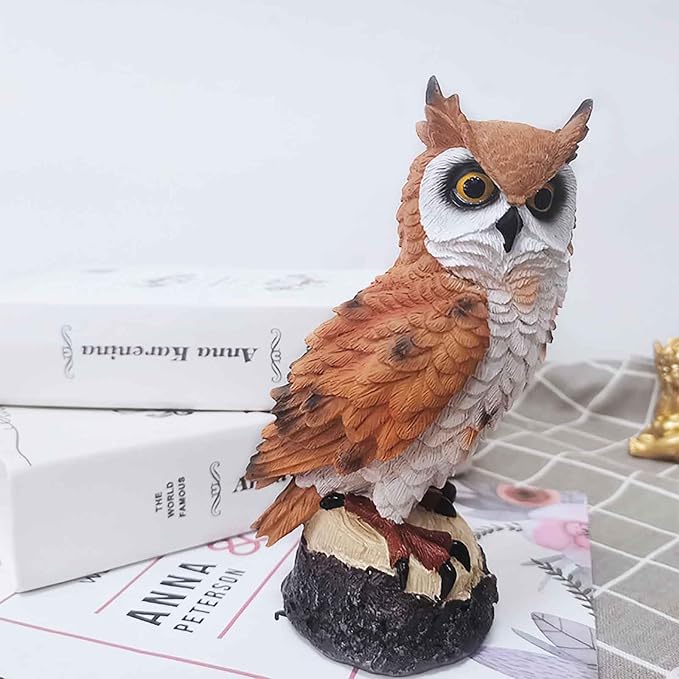 Resin Owl Decor Statue, Owl Props Owl Statues Home Decor Outdoor Owls to Keep Birds Away Owl Props Desktop Decoration for for Home Living Room Outdoor Garden