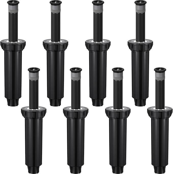 8 Pack Compatible with 1800 Series Pop up Sprinkler Heads 4 Inch Underground Spray Head, 0-360° Adjustable, Spray Radius 9-20 ft Irrigation Sprinkler for Lawn, Yard, Planter Bed, Garden