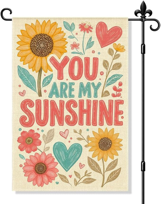 You Are My Sunshine Garden Flag Double Sided Yard Outdoor Decoration 12x18 Inch, Sunflower Summer Yard Outdoor Garden Flag, Summer Sunshine Banner, Positive Energy Home Decor Banner