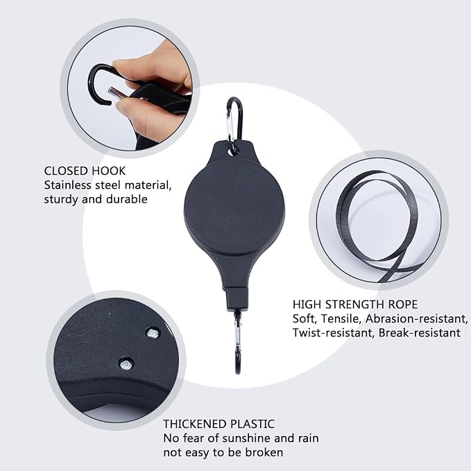 DICOSMETIC 4Pcs Upgraded Retractable Plant Hanger Black Plant Pulley Heavy Duty Hanging Plants Holder Adjustable Hook for Flower Pots Birds Feeder Wind Chimes Plants Grow Lights | Upgraded, Adjustable Hook, For Flower Pots Birds Feeder Wind Chimes, Pla...
