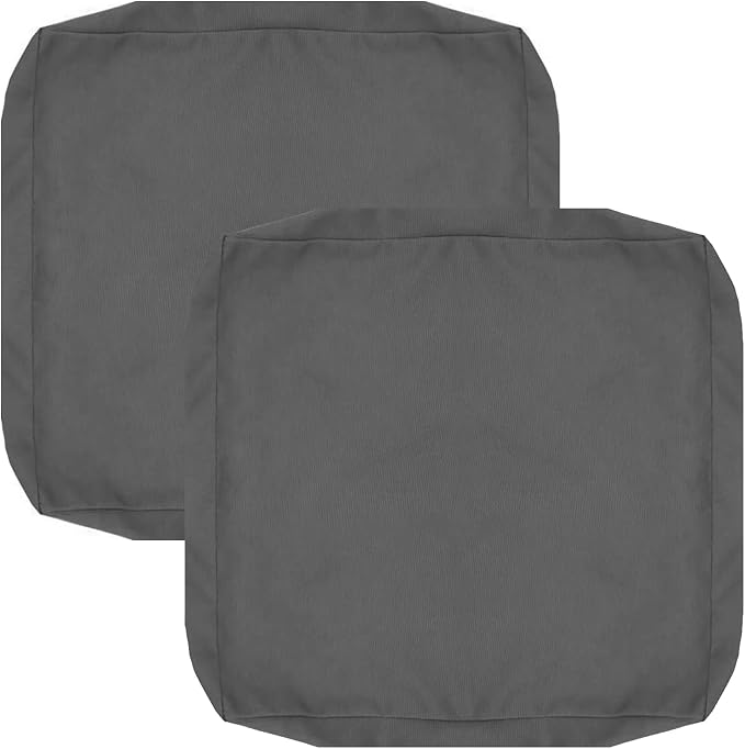 FLYMEI Patio Cushion Covers 24x22x4 Waterproof Outdoor Cushion Cover Replacement 2Packs Outdoor Seat Cushion Slipcover for Rattan Chair Sofa, Dark Grey