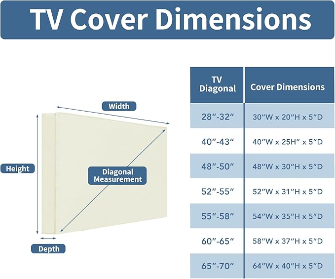 Easy-Going Outdoor TV Cover with Roll Up Front Flat - Waterproof & Weatherproof for 55-58 inch Flat Screen TV, Beige