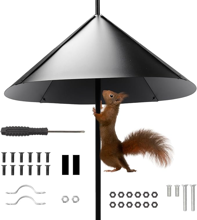 24 Inch Metal Squirrel Baffle, Metal Squirrel Baffle for Bird Feeder Pole Squirrels Proof Bird Feeders Outside Pole Mount Bird House Guard for Outdoor Shepherd’s Hook