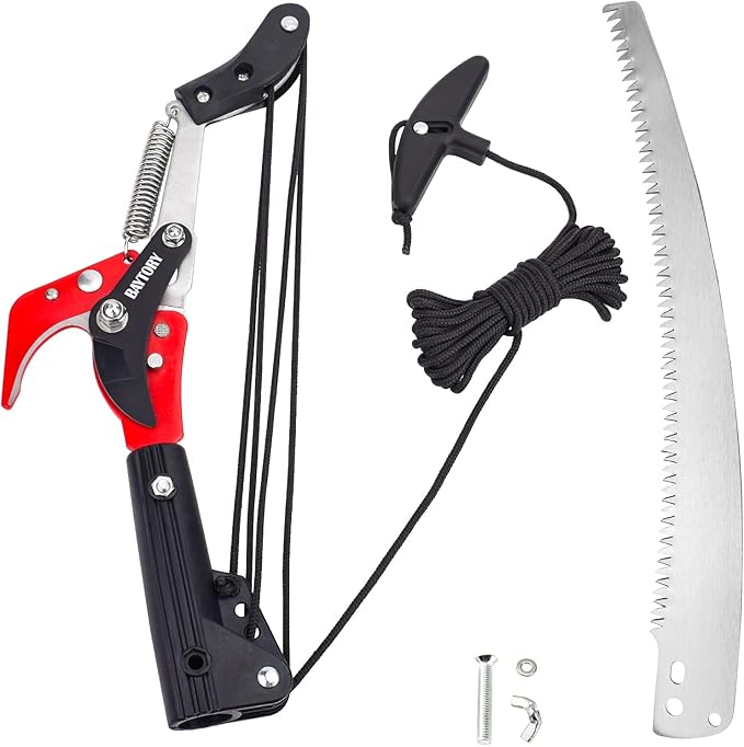 BAYTORY Extendable Tree Pruner Saw Head Without Pole, High-Altitude Branches Trimmer Pruning Shears, Harvester Clipper for Plant Twig Vine, Labor-saving 4 Wheels Garden Trimming Tool