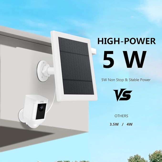 2 Pack Solar Panel for Ring Camera, 2 Pack 3 Port Compatible with Ring Spotlight Plus/Pro/Cam Battery & Stick Up Outdoor Cam Battery 5W Solar Charger IP65 Waterproof &16.4ft Long Cable