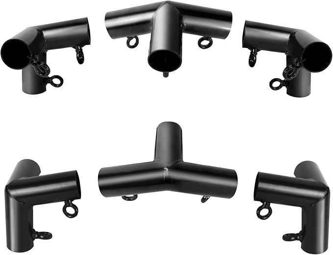 Aoneky 6-Pack 1.05 Inch Corner Canopy Connector Kit, Heavy Duty Carport Frame Fittings for 3/4 Inch EMT Pipe, 156 Degree Peak Angle, Universal for 4 6 8 10 Leg Structures, Black (4-Legs Set)