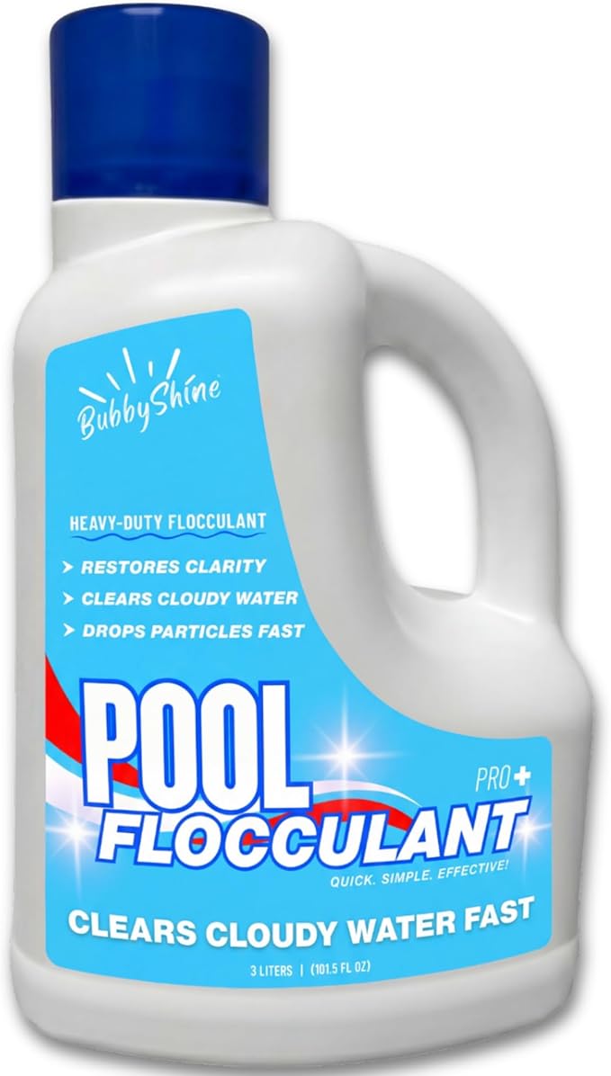 Pool Flocculant Clarifier – 3 L (101.5 fl oz) – Heavy-Duty Pool Clarifier, Drop & Vac Cloudy Water Treatment, Particle Settling Support, Inground & Above Ground Compatible – BubbyShine