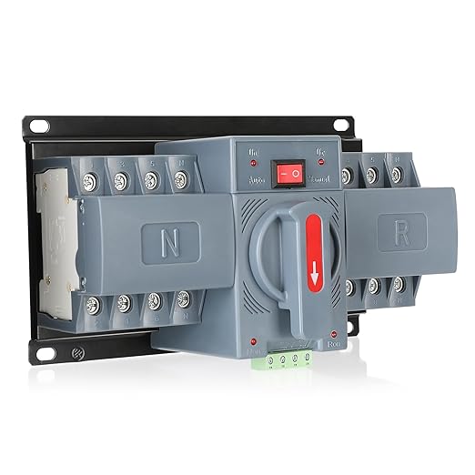 100Amp 220V AC Dual Power Automatic Transfer Switch, ATS 4P Manual Changeover Electrical Switch, Solar Back Up Power Auto Selector Overvoltage, Undervoltage 50/60Hz CE Certified