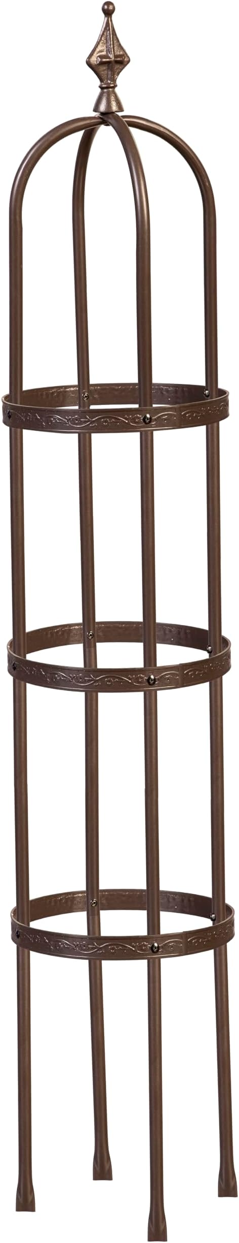 Evergreen 5 ft Garden Trellis for Climbing Plants Vines, Jasmine & Flowers, Rustproof Metal Obelisk Trellises, Outdoor & Indoor Plant Support for Potted Planters (Bronze)