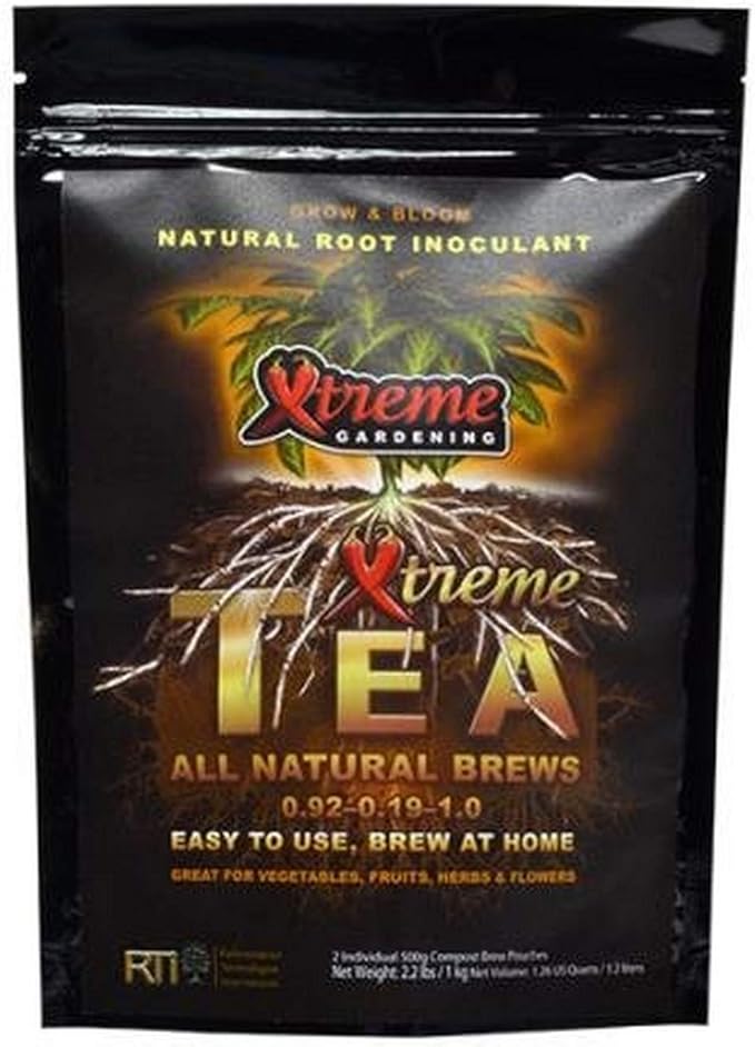 Xtreme Gardening Xtreme Tea Brews – Compost Tea Kit, 10-Pack 80g Pouches, Each Brews 5 Gallons, Bloom Booster & Yield Booster with Worm Castings & Microbe Food Pack, Works with Any Fertilizer Program